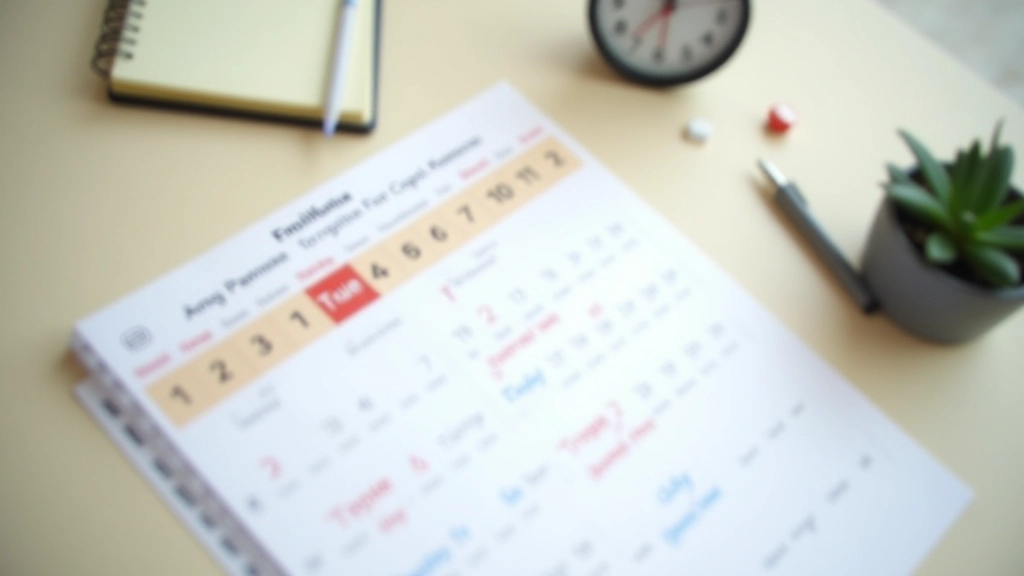 Calendário de parede com data marcada e relógio de mesa